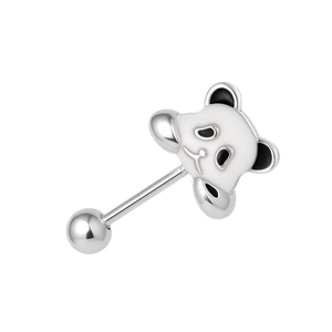 Niedlicher Panda-Kopf Ohrstecker aus Titan mit schwarz-weißer Emaille-Beschichtung