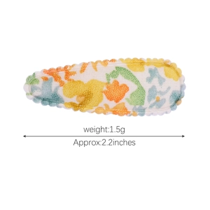 Barrette à cheveux à imprimé fleuri pour filles, 2,2 pouces avec bord ondulé