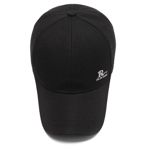 Casquette de baseball en coton noir avec broderie blanche vue de dessus pour le sport