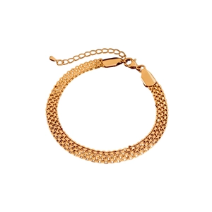 Bracelet élégant en maille plaqué or 18 carats rose avec fermoir mousqueton robuste