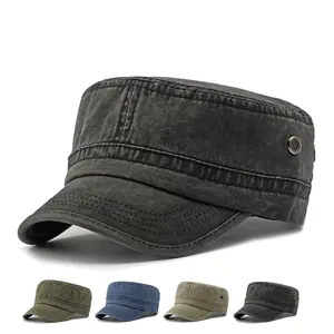 Gorra Cadet Vintage De Algodón Lavado Ojales Metálicos Transpirables Gorra Militar Ajustable Sombrero De Sol Unisex