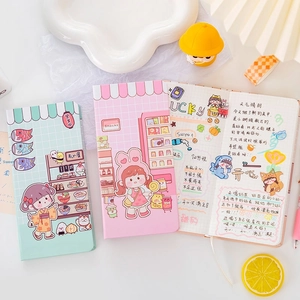Japanese style weeks planner notebooks with cute illustration covers and grid inner pages