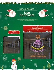 Detail of pink spiral Christmas tree window sticker with Merry Christmas lettering