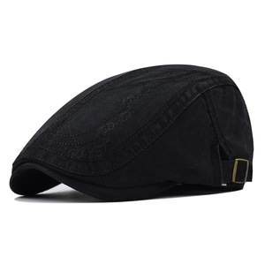 Men Flat Cap Cotton Embroidered Letter Adjustable Metal Buckle Retro Newsboy Ivy Hat For Outdoor Travel Casual