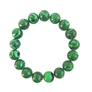 Green Malachite Beaded Bracelet Striped Round Natural Stone Style Beads Elastic Hand String Unisex Fashion Jewelry Accessory