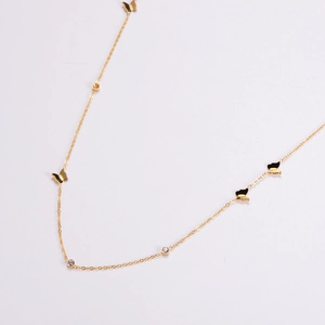 Collier papillon élégant en or rose 18 carats avec accents de cristal zircon pour femme