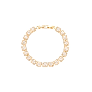 Ensemble de bracelets dorés avec zircons carrés et cristaux micro-pave au design halo