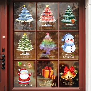 Christmas tree and Santa Claus static window stickers for festive holiday glass decoration