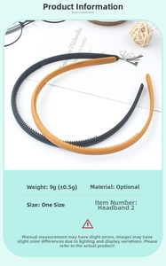 Close-up of matte non-slip hair hoop with inner teeth showing 9g weight and dimensions