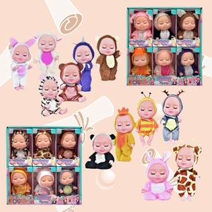 Mini Reborn Sleeping Baby Doll Animal Onesie Costume Realistic Soft Toy Miniature Figurine For Children Gift