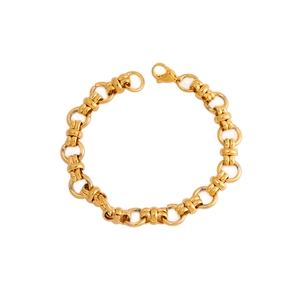 Classic 11mm gold plated stainless steel link chain bracelet with a secure lobster clasp
