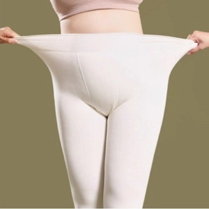 Damen Thermo-Leggings in Beige mit hoher Taille und extrem dehnbarem, elastischem Bund
