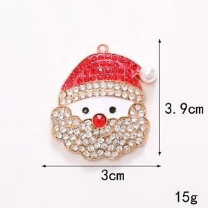 Detailed Santa Claus pendant with red crystals, pearls, and zinc alloy 3.9cm height