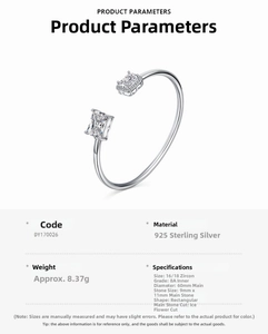 Detailed specifications of S925 sterling silver cuff bracelet with ice cut zircons