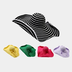 Cappello Da Sole Donna Tesa Larga Pieghevole Poliestere Fiocco Bordo Ondulato Estate Aperto Spiaggia Elegante