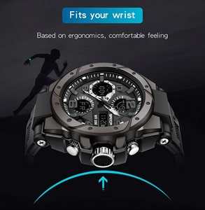 Ergonomic design of SANDA waterproof dual-display sports watch for comfortable wrist fit