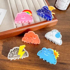 Cloud Weather Theme Hair Claw Clip Acrylic Rhinestone Colorful Cute Cartoon Headwear For Women Girls