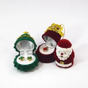 Christmas jewelry gift boxes with Santa and tree designs for necklaces and earrings