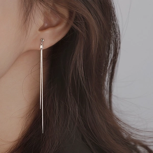 Long Tassel Linear Drop Earrings For Women Minimalist Elegant Snake Bone Chain Jewelry With 925 Sterling Silver Earring Post