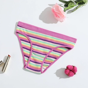 Slip da donna in cotone a costine colorate con fiori e accessori per il trucco