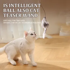 2-in-1 automatic smart cat ball toy with bionic mouse pendant for indoor kitten playing