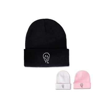 Berretto In Maglia Con Faccina Sorridente Fondente Acrilico Morbido Caldo Inverno Autunno Streetwear Unisex Copricapo