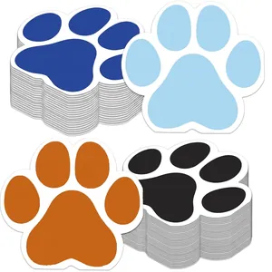Cute paw print paper napkins for dog themed birthday parties in blue orange and black