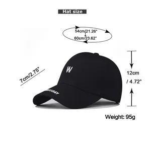 Guide des tailles pour casquette en coton montrant le tour de tête de 54-60 cm