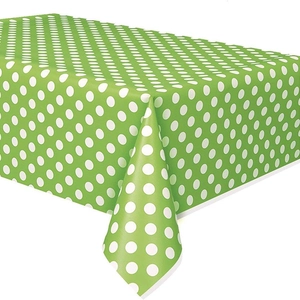 Green and white polka dot waterproof tablecloth for birthday and racing themed parties