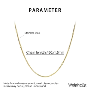 Close-up of 1.5mm golden stainless steel snake chain showing high-polished texture