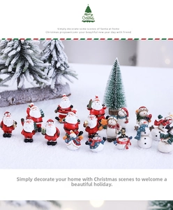 Detailed arrangement of resin Christmas snowmen and Santa figurines in a snowy scene
