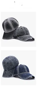 Detailed comparison of charcoal grey and deep indigo washed denim baseball caps