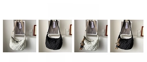 Quilted crossbody bags in white and black colors with cute rabbit charm detail