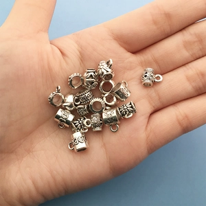 Perles coulissantes en argent rétro avec motifs gravés pour création de bracelets