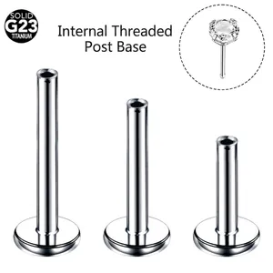 Push In Labret Stud Base Solid G23 Titanium Piercing Post Replacement For Lip Nose Cartilage Earring Flat Back Body Jewelry