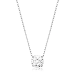 Octagon Rose Cut Cubic Zirconia Necklace 925 Sterling Silver Minimalist Solitaire Pendant Clavicle Chain Jewelry For Women