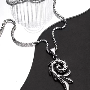 Unisex punk phoenix fire totem pendant necklace in polished silver titanium steel