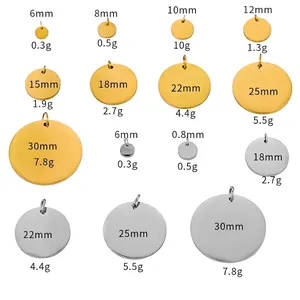 Pendenti Tondi in Acciaio Inossidabile Lucidati a Specchio Targhette in Metallo per Creazione Gioielli DIY Oro Argento Dischi ID