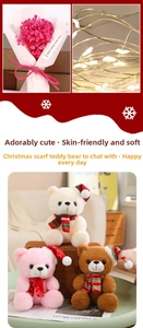 Gros plan d'adorables ours en peluche de Noël de 20cm en plusieurs couleurs avec écharpes