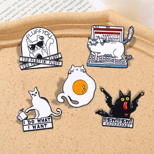 Cute Cartoon Cat Enamel Pin Funny Animal Zinc Alloy Brooch Badge For Backpack Clothing Jacket Hat Accessories For Women Men