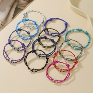 Collection de bracelets en corde tressée faits main avec fermoir ancre en douze coloris
