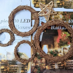 Set of four natural grapevine wreaths in various sizes for DIY Christmas crafts decoration