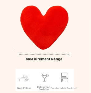 Red heart-shaped plush pillow usage guide for nap, leisure, and backrest support