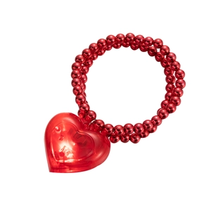 Romantic red LED glowing heart necklace with metallic beads for Valentine's Day
