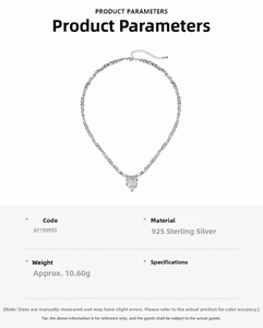 Detail of S925 sterling silver beaded necklace with large heart-shaped cubic zirconia