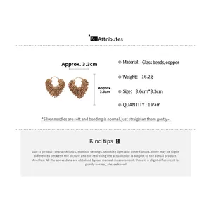 Detail view of crystal beaded heart earrings with precise dimensions and weight specs