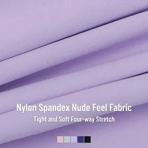 Pantalon de yoga lilas à taille haute en nylon-élasthanne doux avec tissu extensible