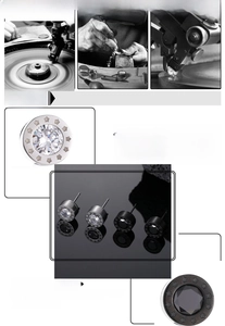 Detail of titanium steel stud earrings with zircons and five-pointed star engravings