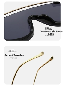 Close-up of comfortable integrated nose pads and ergonomic gold metal curved temples