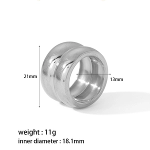 Anello in acciaio argento doppia fascia dimensioni altezza 21mm e diametro interno 18,1mm
